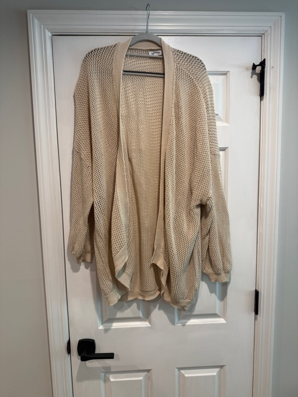 Nordstrom Light Beige Open-Front Knit Cardigan